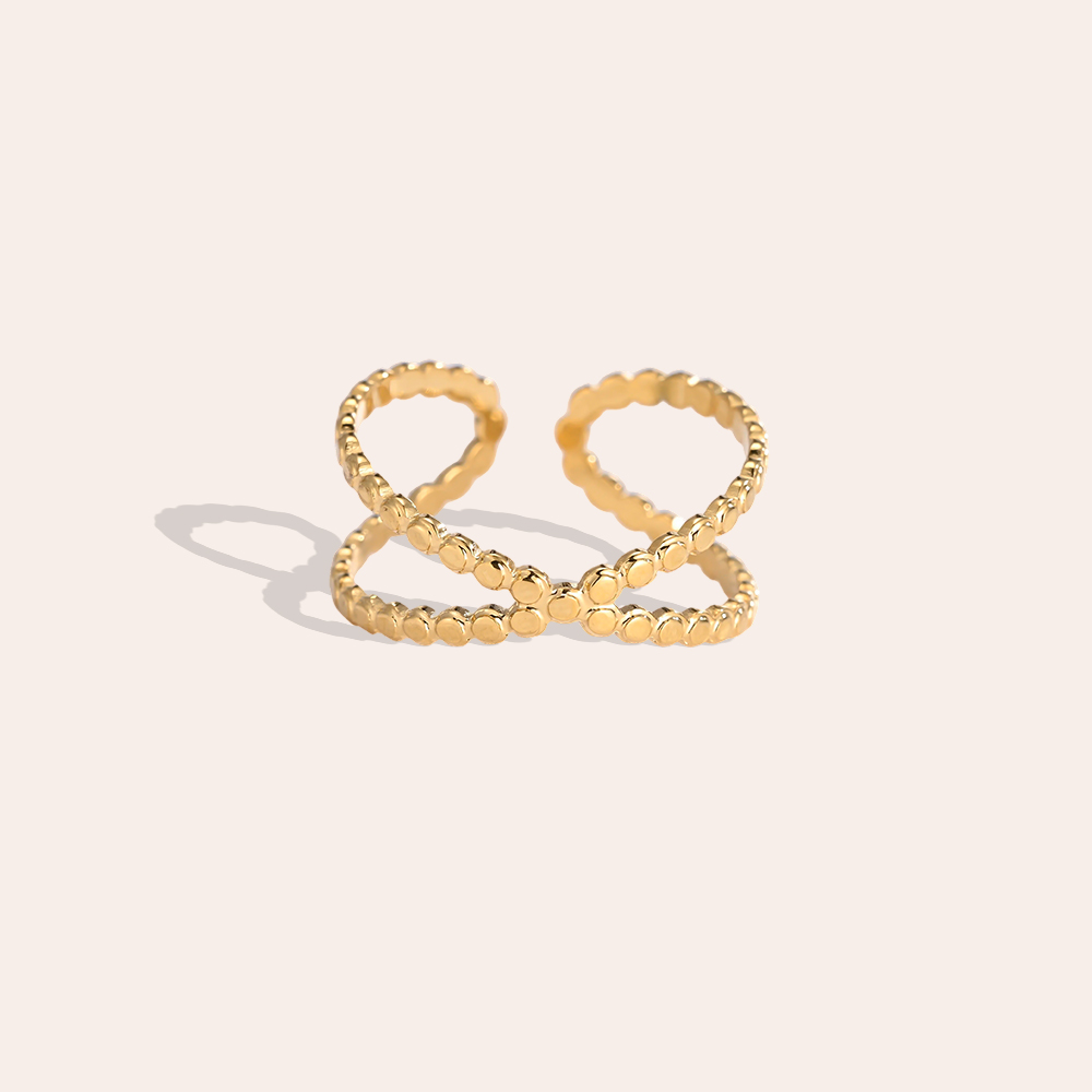 Adjustable Crossed Stainless Steel Ring