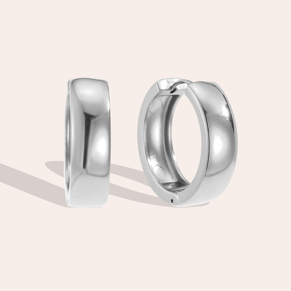 Stainless steel earrings, 25 mm, plain hoop earrings