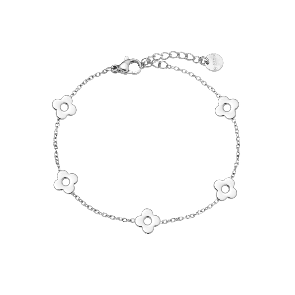 Stainless steel bracelet 17cm five flowers