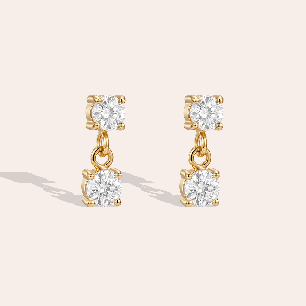 Stainless steel earrings 10mm two small zirconia