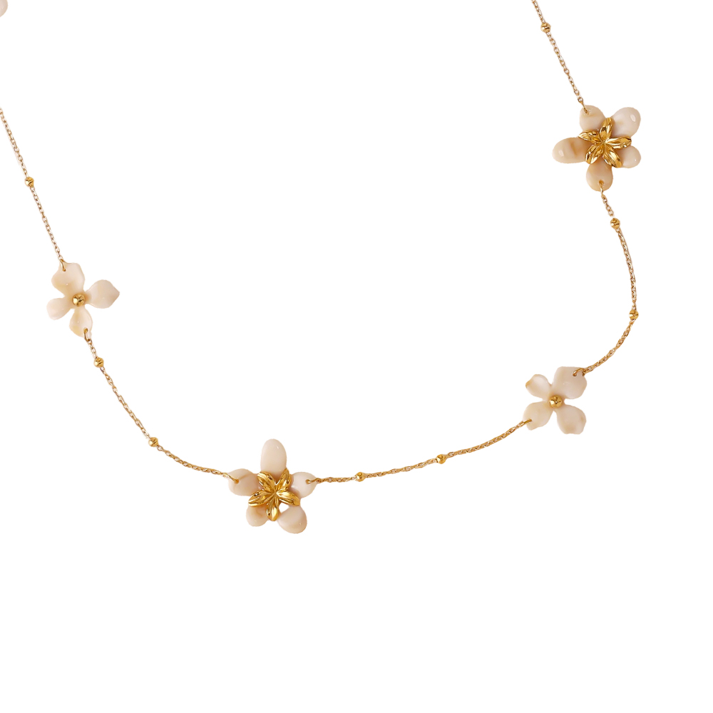 Stainless steel necklace 94cm acrylic flower