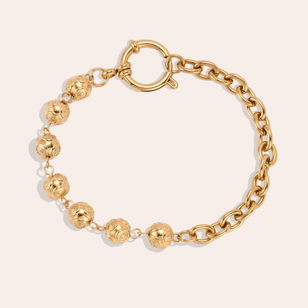 19cm stainless steel bracelet with uniquely designed beads