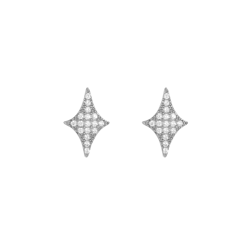 Stainless steel earrings 13mm blink star zirconia