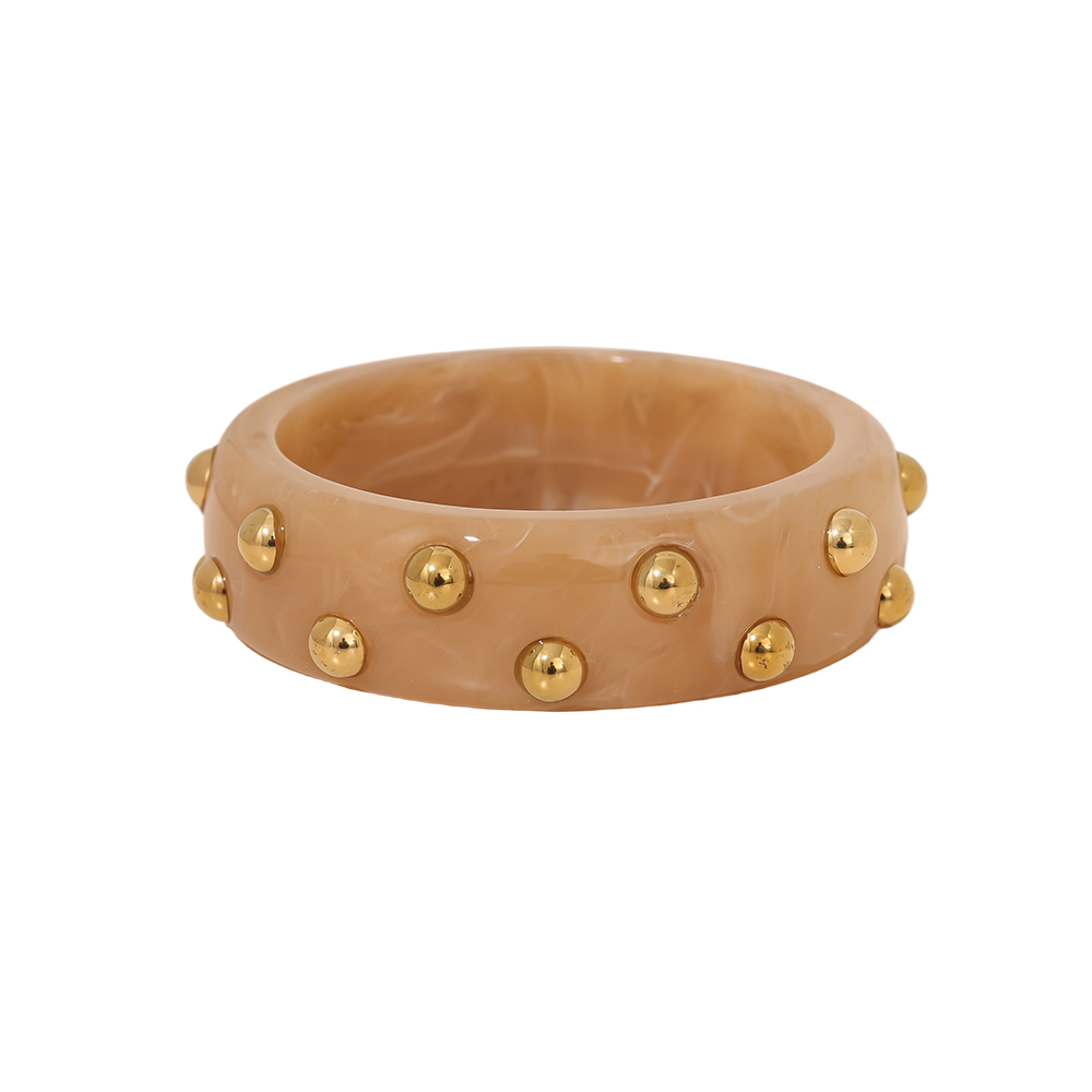 Stainless steel bangle round chunky acrylic with dots