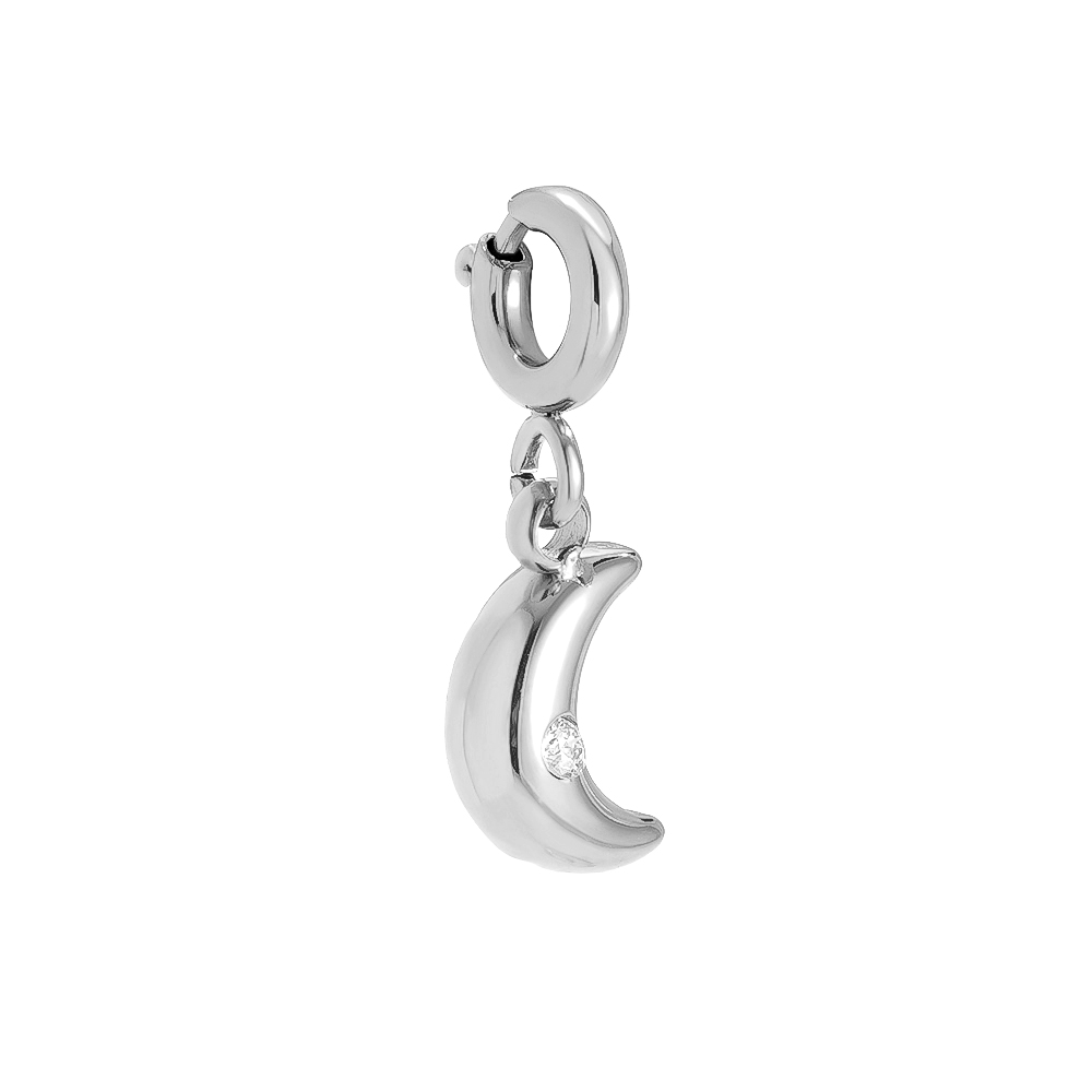 Stainless steel pendant 1cm Spring Clasp Moon