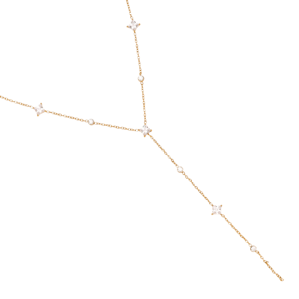 Stainless steel necklace 39cm Cube Diamond