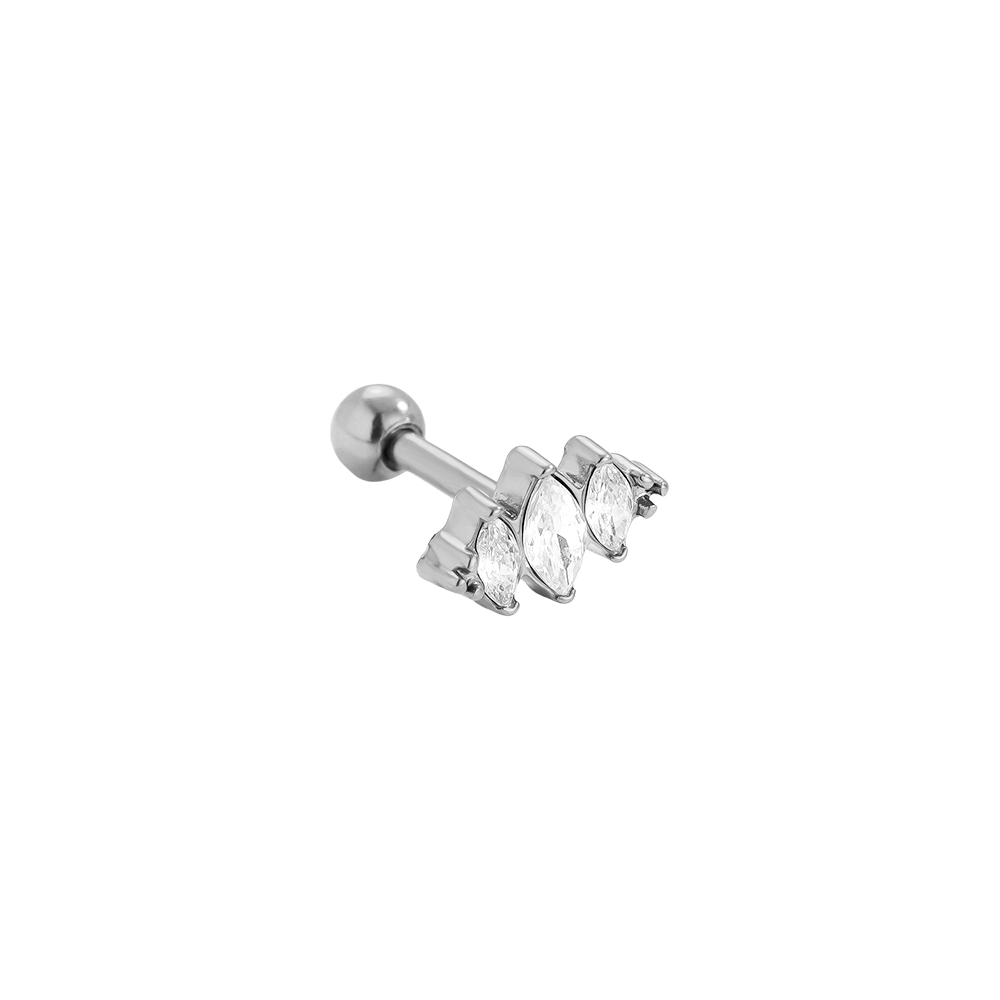 Stainless steel piercing 8mm Three Diamond Eye