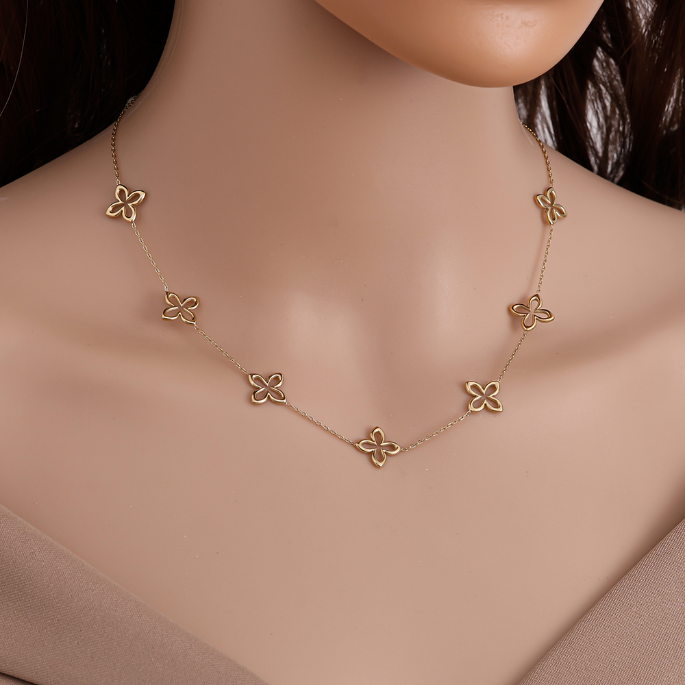 Stainless steel necklace 40cm Classic Lucky Flower