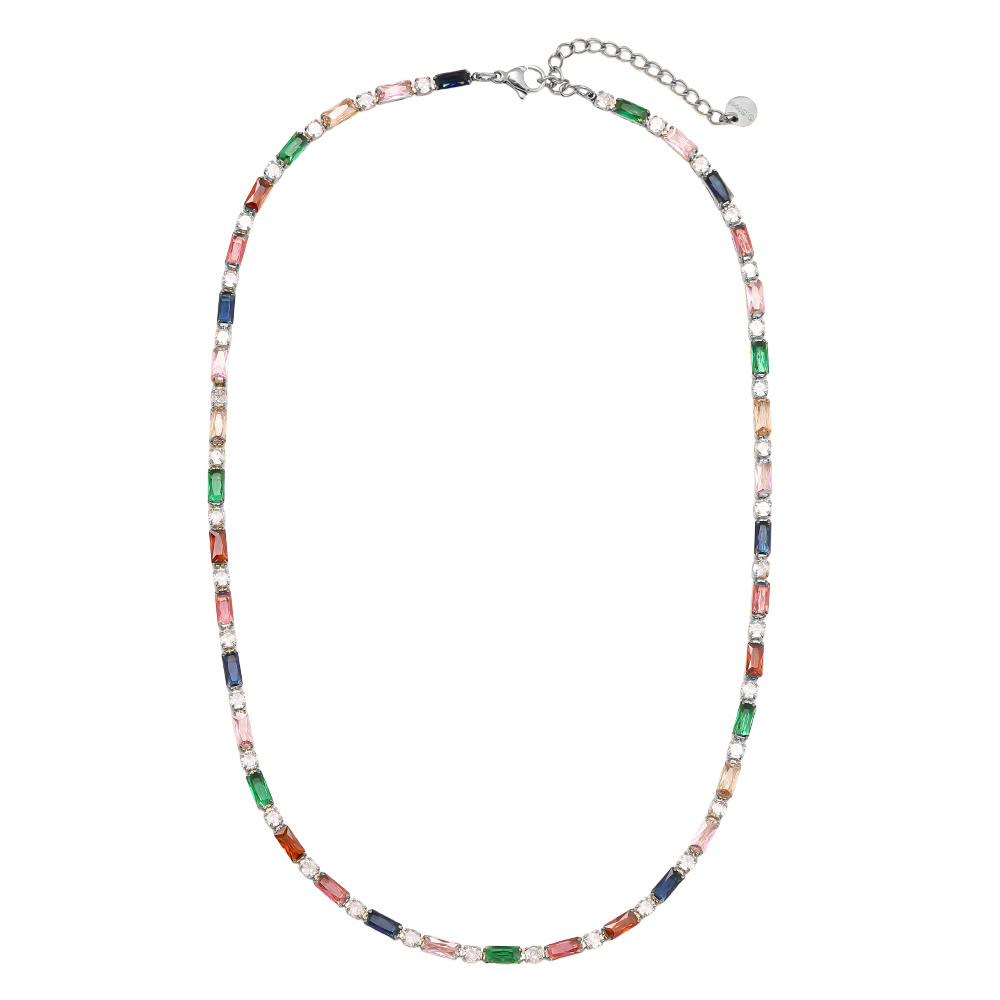 Stainless steel necklace 40cm Multi Colour Diamond