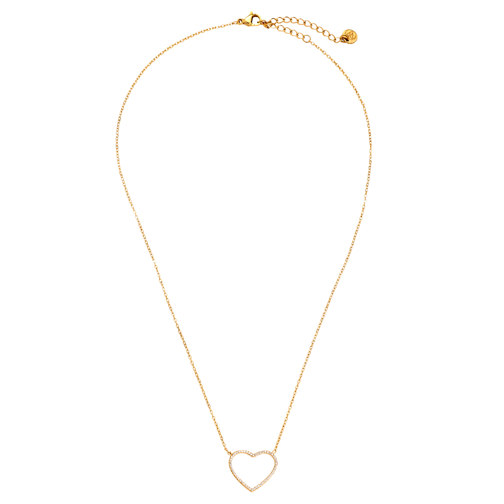 stainless steel necklace 40cm Tiny Diamonds Hollow Heart