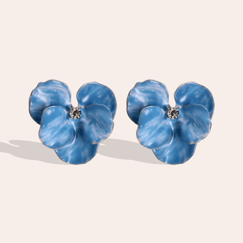 Stainless steel earrings 25mm enamel iron flowers