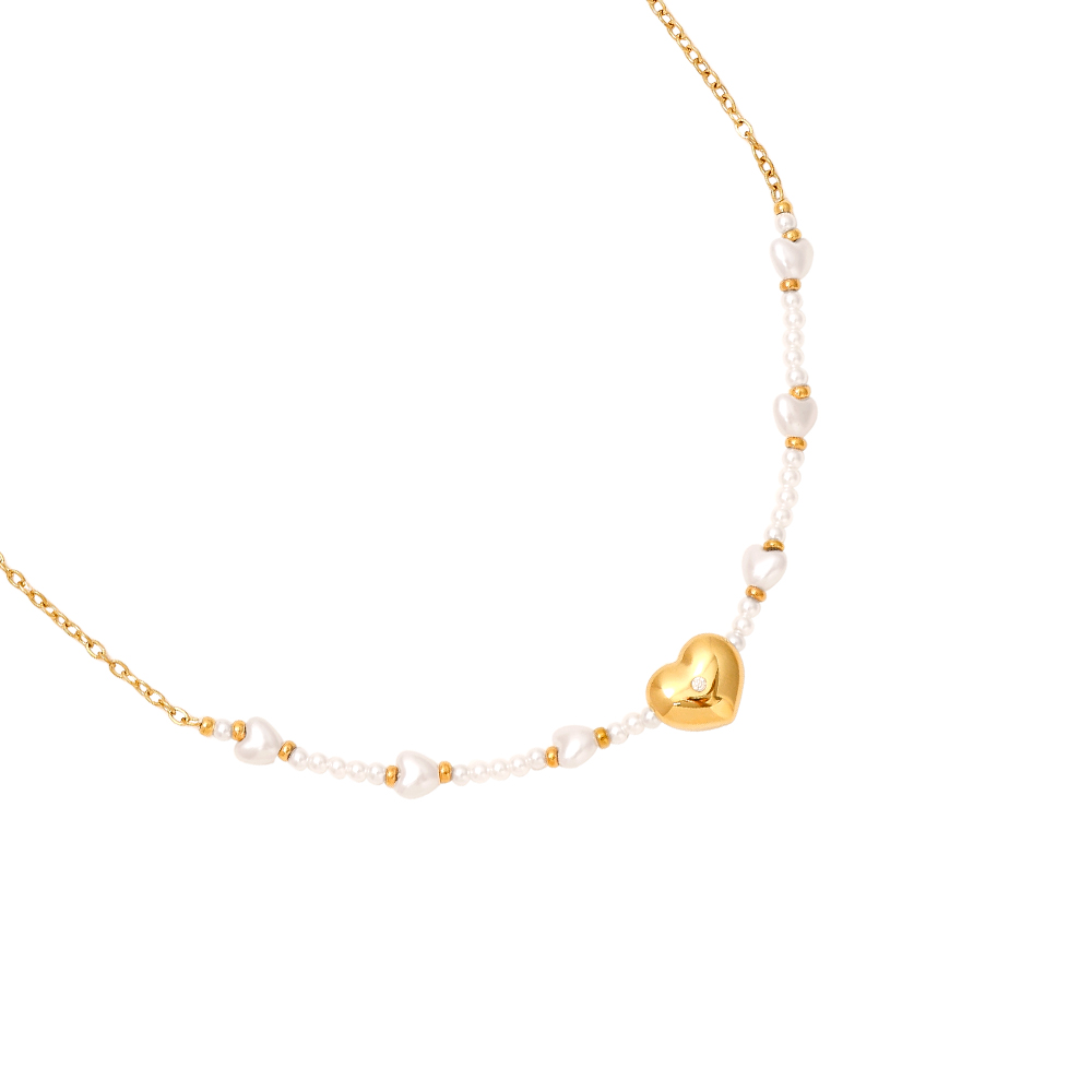Stainless steel necklace 40cm Pearly And Hearts