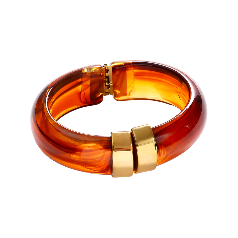 Stainless steel bangle round chunky resin