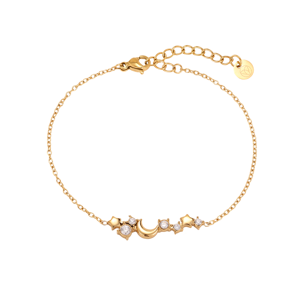 17cm stainless steel bracelet with stars and a moon