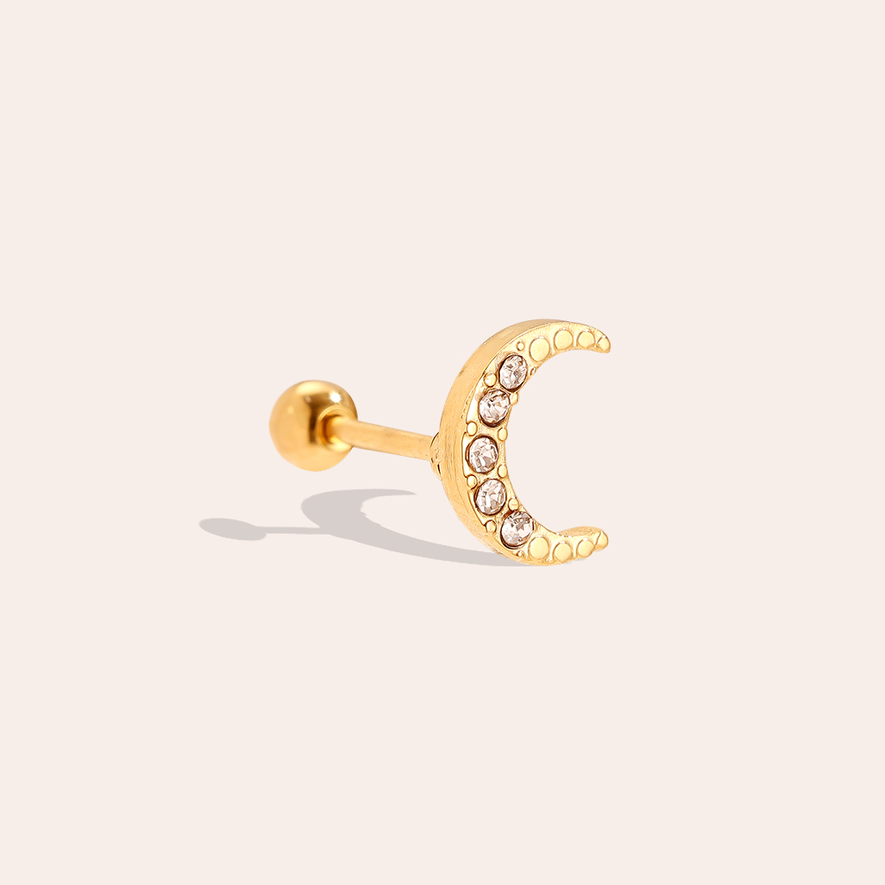 Stainless steel piercing 8mm Diamond Moon
