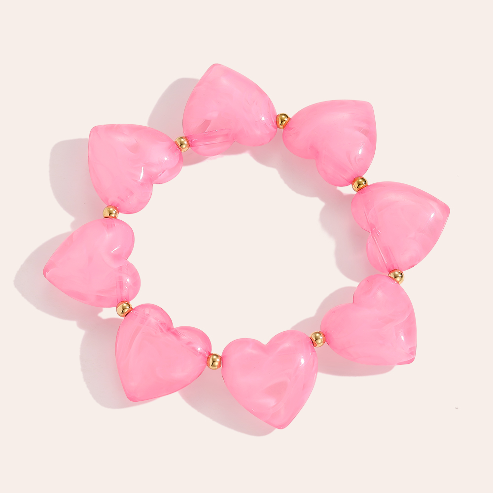 Stainless steel bracelet 20cm Acrylic Hearts