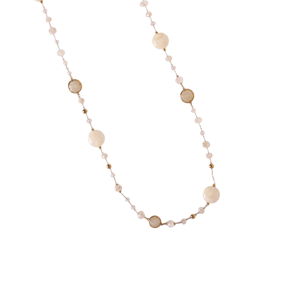 Stainless steel necklace 96cm resin crystals