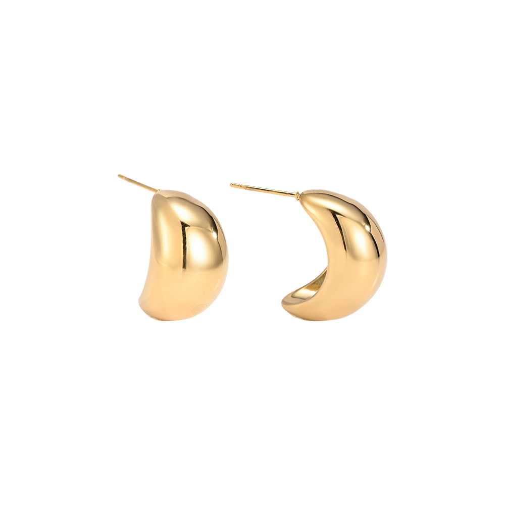 Stainless steel earrings, 20mm teardrop-shaped half-hoops
