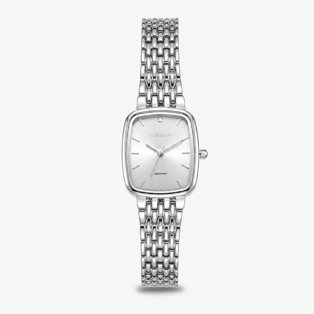 Stainless steel watch, rectangular