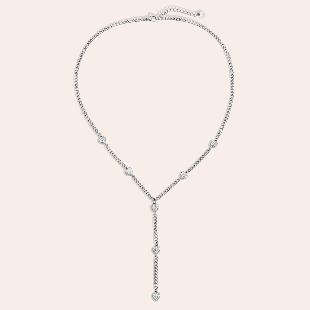 Stainless steel necklace 43cm heart links