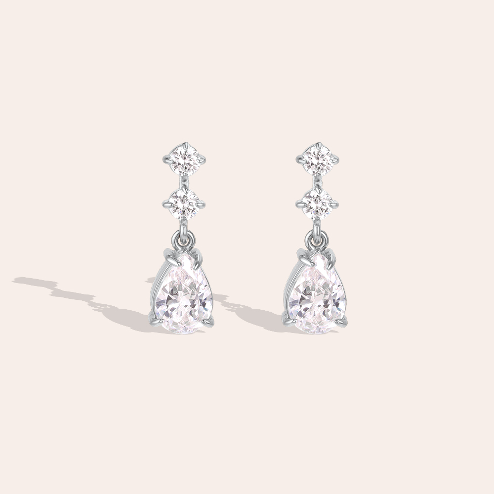 Stainless steel earrings, 22mm, with sparkling cubic zirconia  