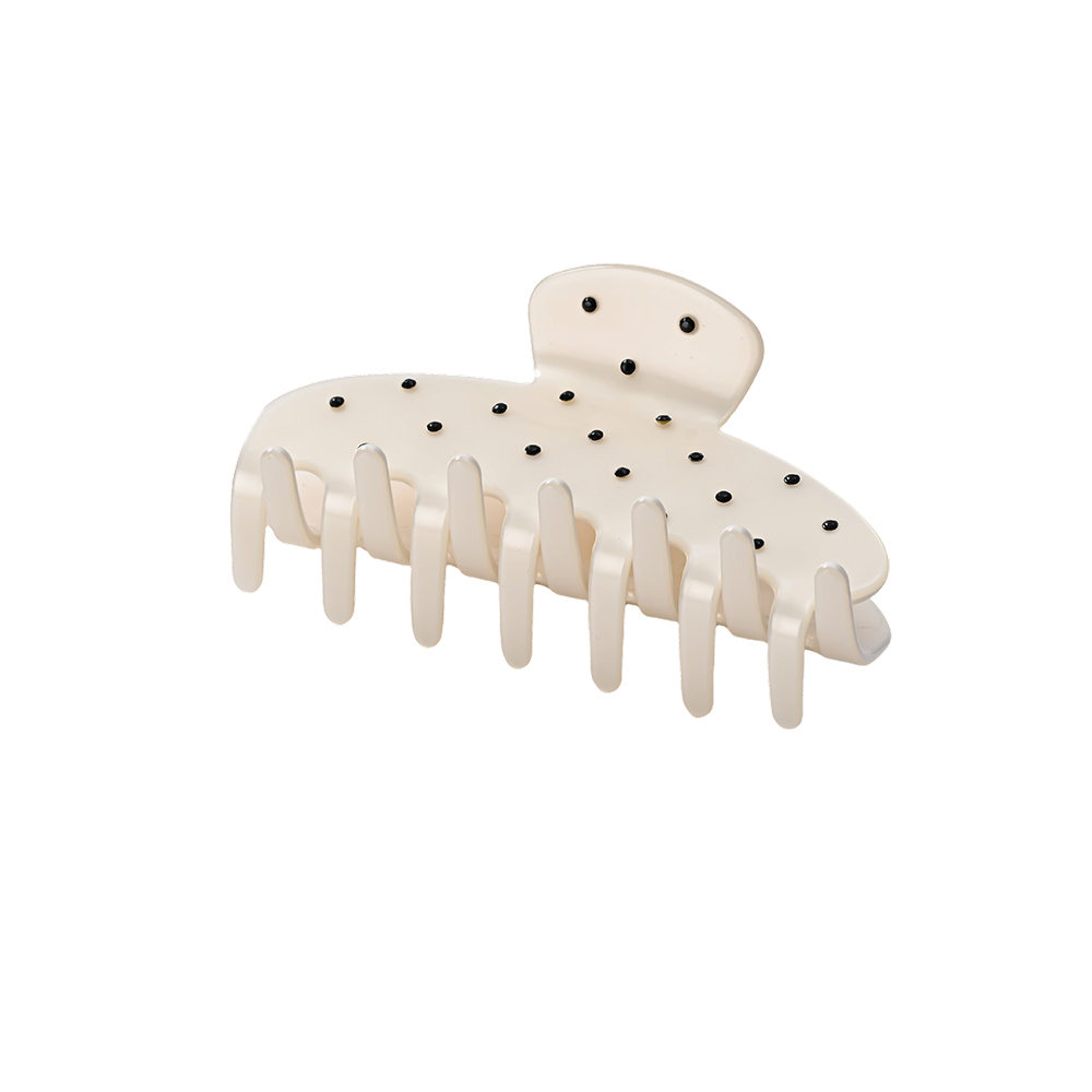 10 cm white hair clip with black dots 