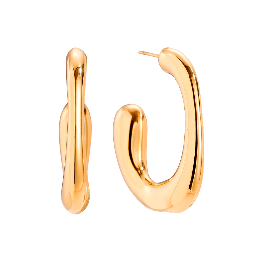 Stainless steel earrings 40mm Fine Half Egg Hoop