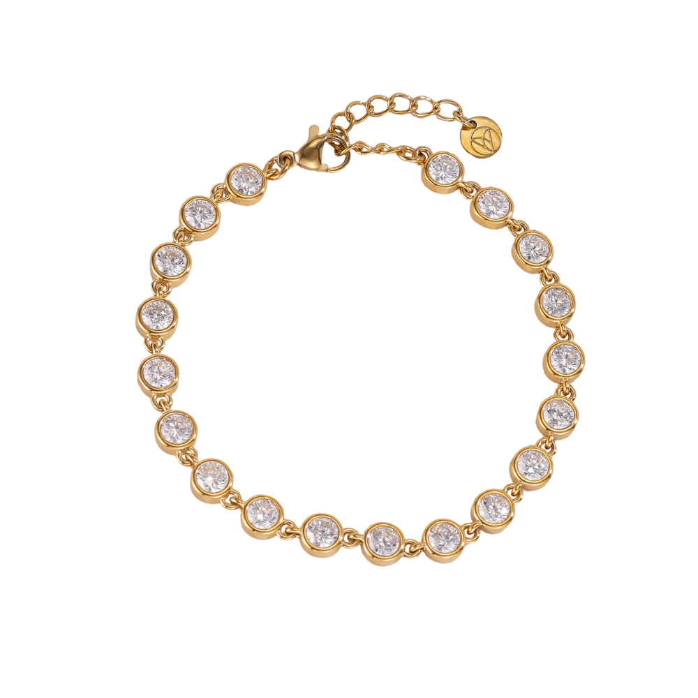 Stainless steel bracelet, 16cm, with a sparkling cubic zirconia chain