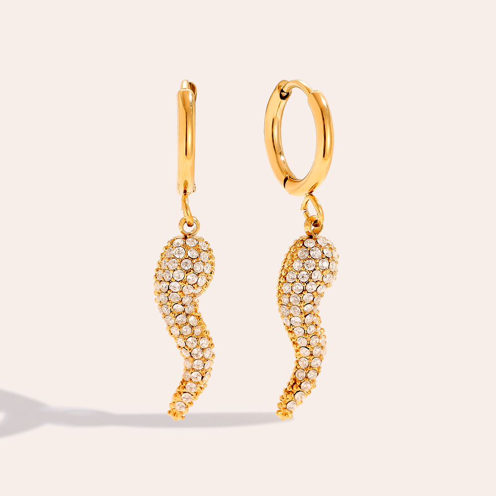 Stainless steel earrings 32mm Diamond Pepper
