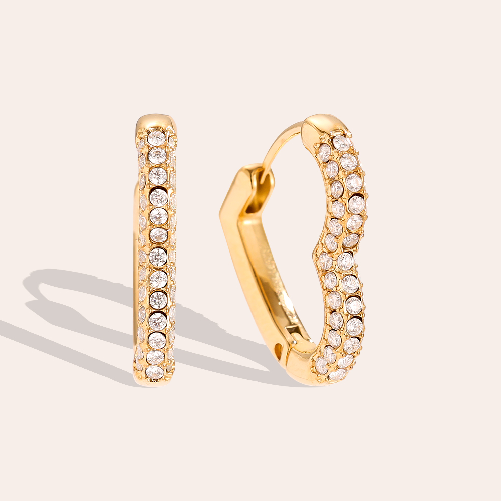 Stainless steel earrings 18mm Diamond Heart Hoop