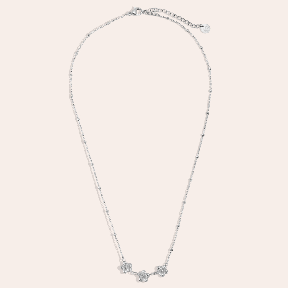 Stainless steel necklace 42cm mini flowers