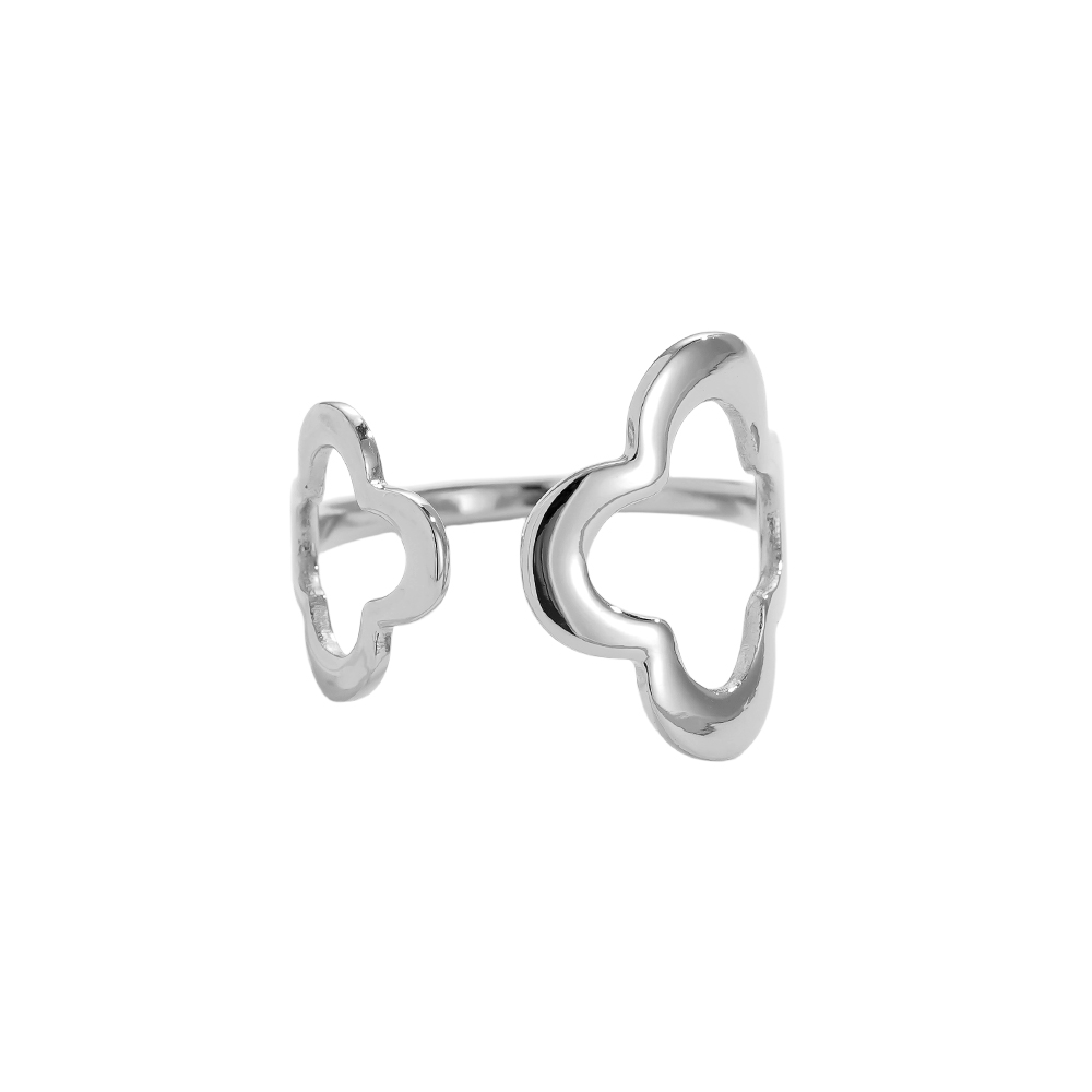 Stainless steel ring Two Lucky Flower