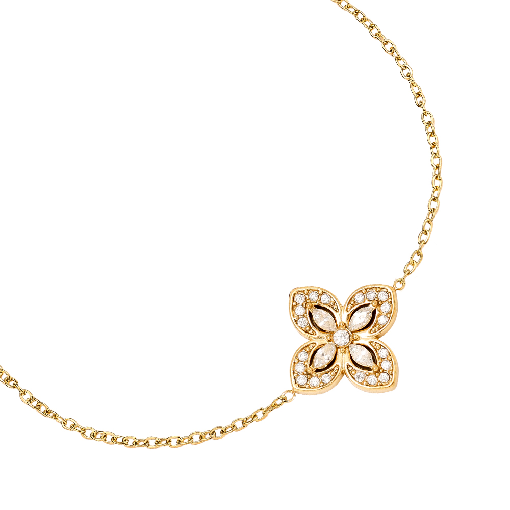 Stainless steel bracelet 16cm Fancy Diamond Flower