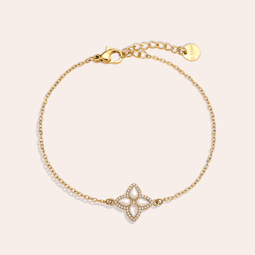 Stainless steel bracelet 15cm Nice Diamond Luckly Flower