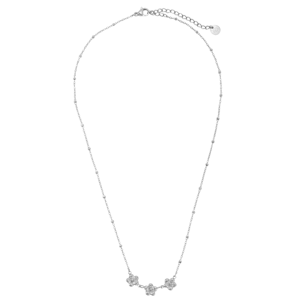 Stainless steel necklace 42cm mini flowers