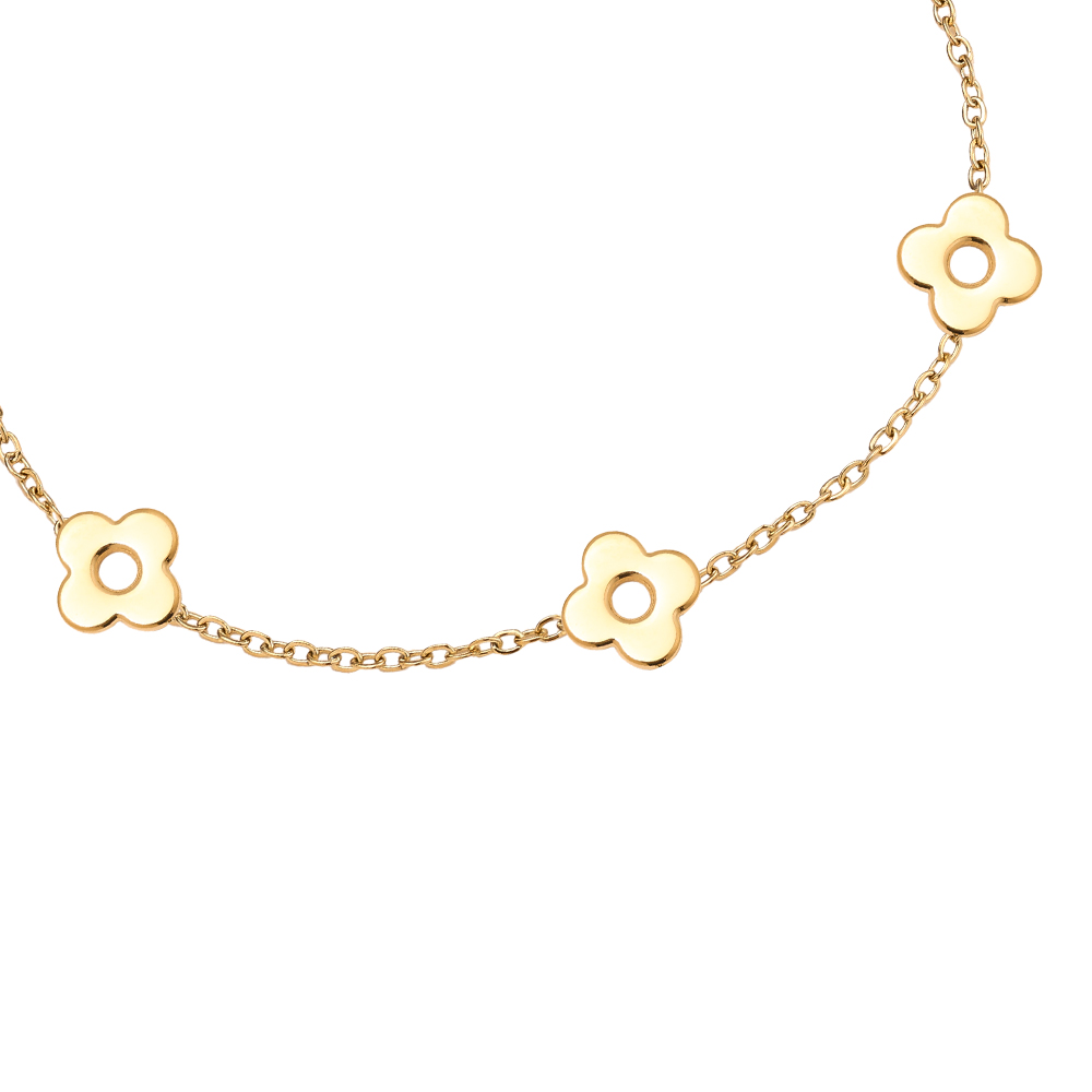 Stainless steel bracelet 17cm five flowers