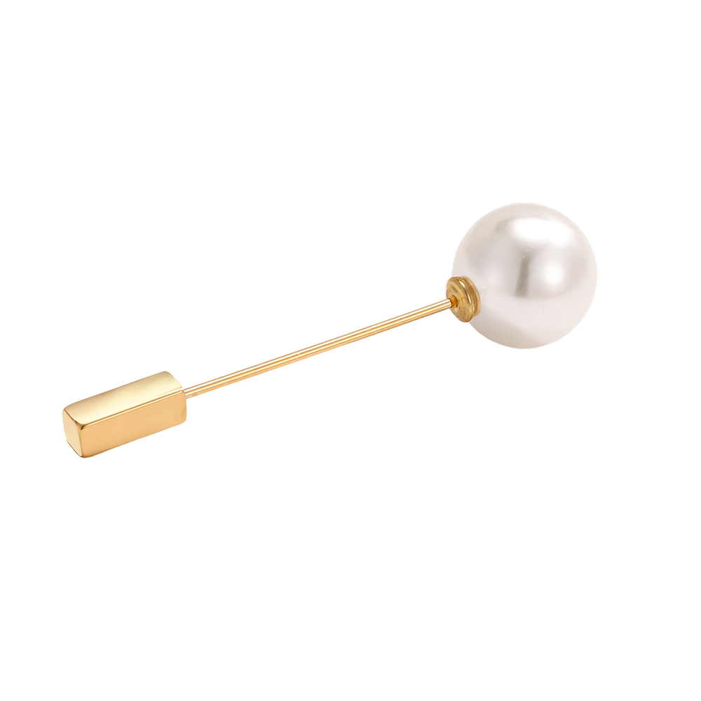 6 cm stainless steel brooch with a pearl   