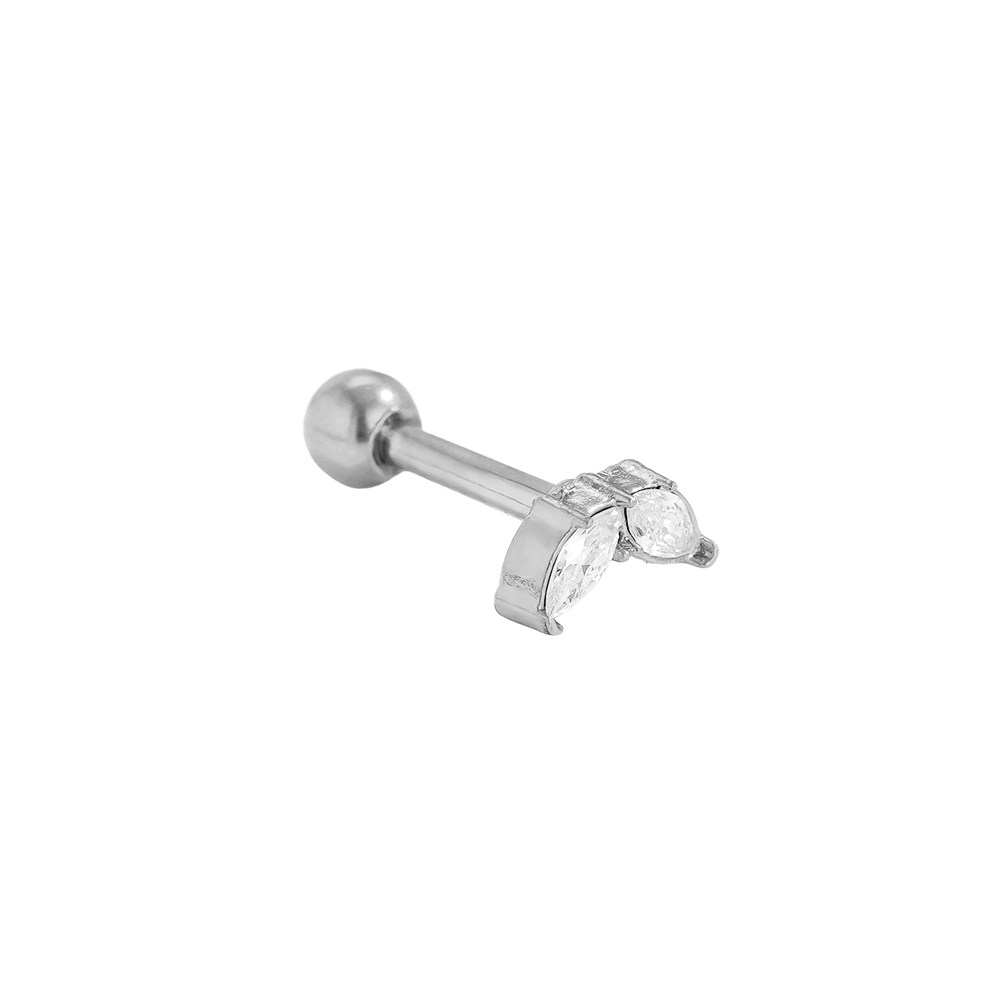Stainless steel piercing 6mm Mini Diamond Leaf