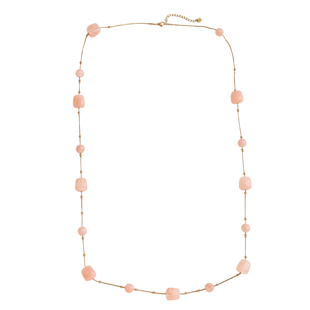 Stainless steel necklace 90cm resin cubes and beads