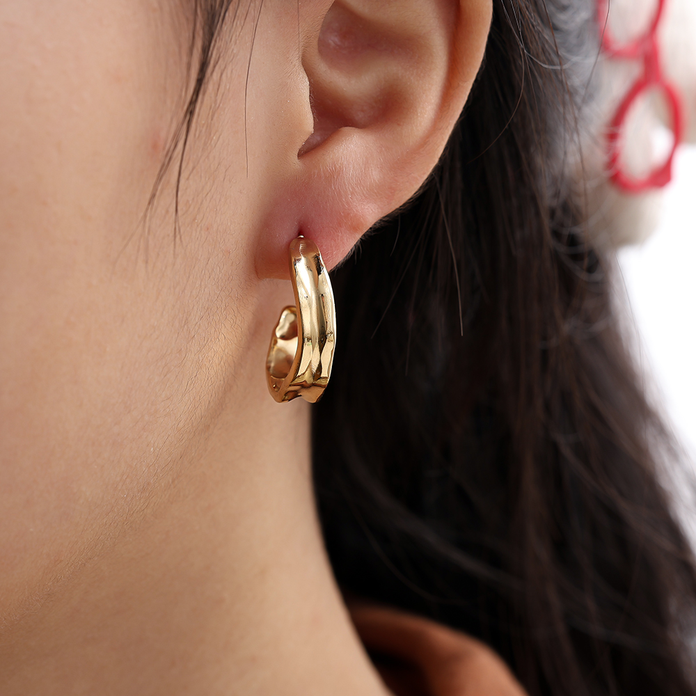 Stainless steel earrings 25mm textured
