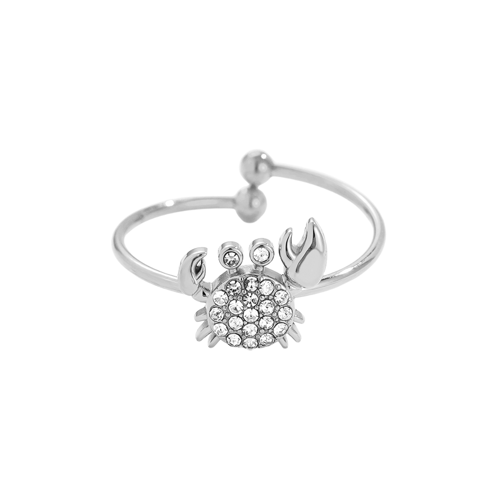 Stainless steel ring Diamond Crab