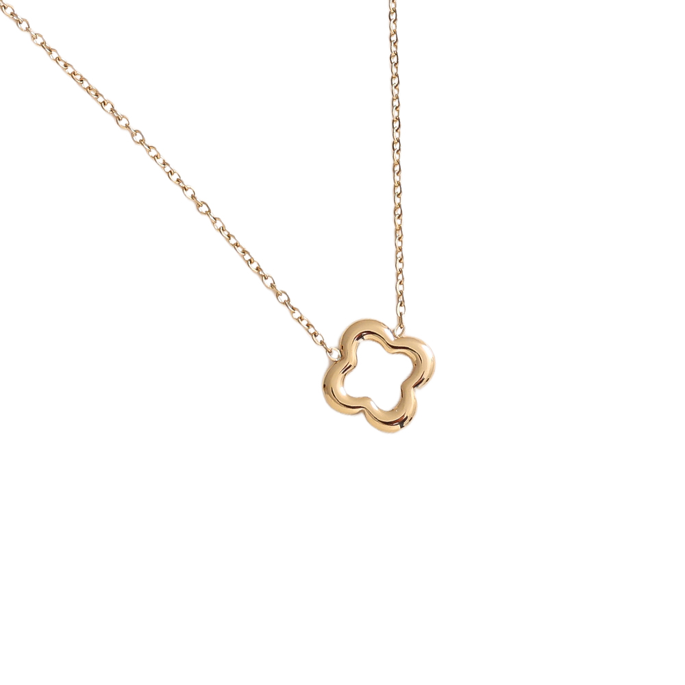 Stainless steel necklace 40cm lucky shamrock