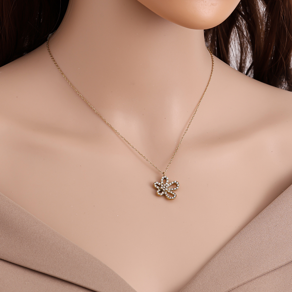 Stainless steel necklace 40cm Cool Diamond Flower