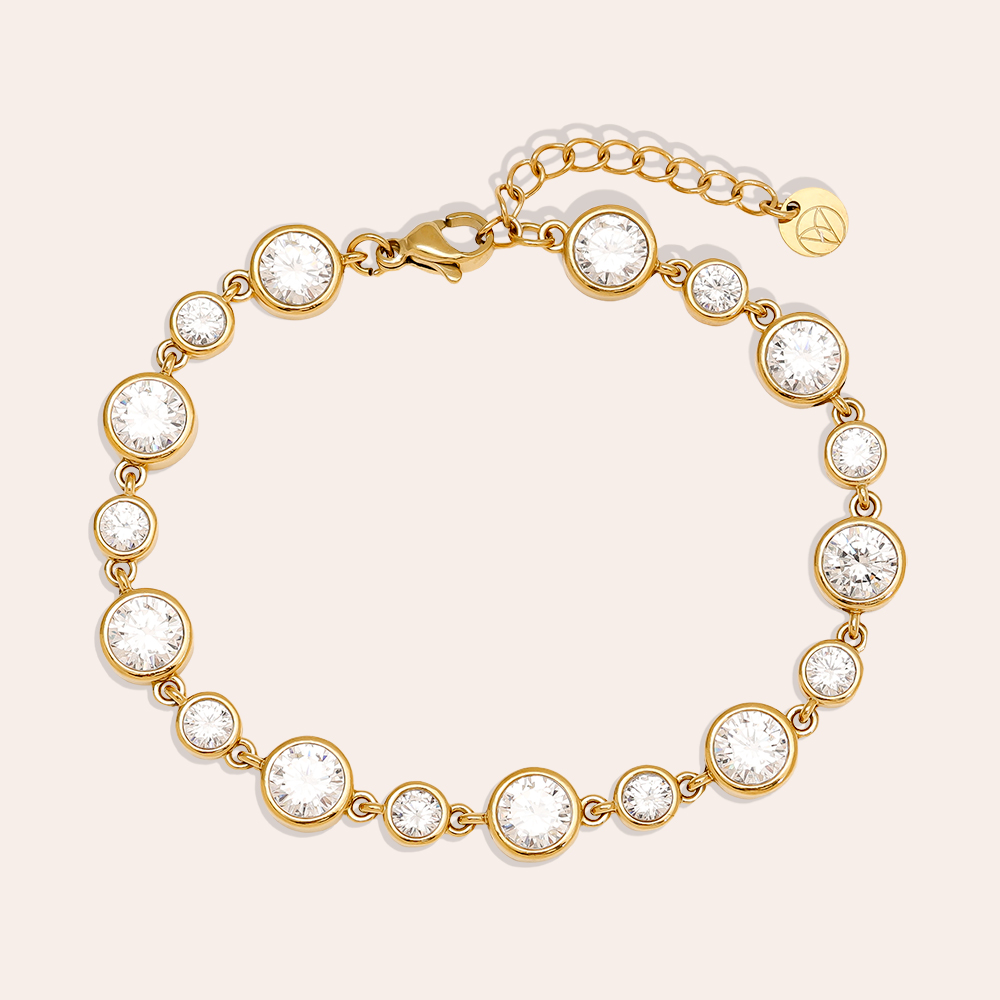 Stainless steel bracelet 16cm Fancy Round Diamond Chain