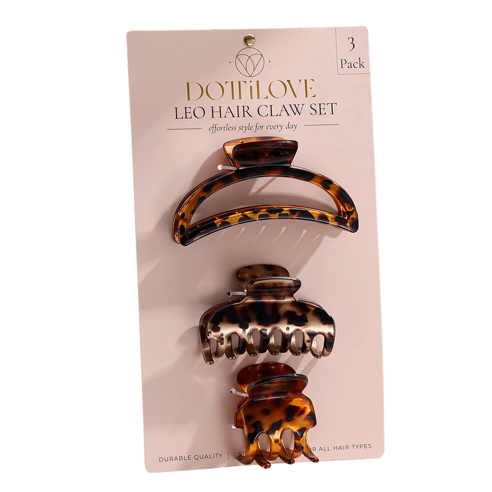 Set of 3 leopard-print hair clips    