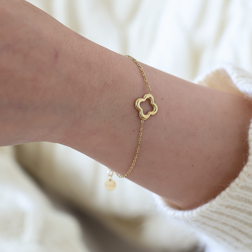 Stainless steel bracelet 16cm lucky shamrock