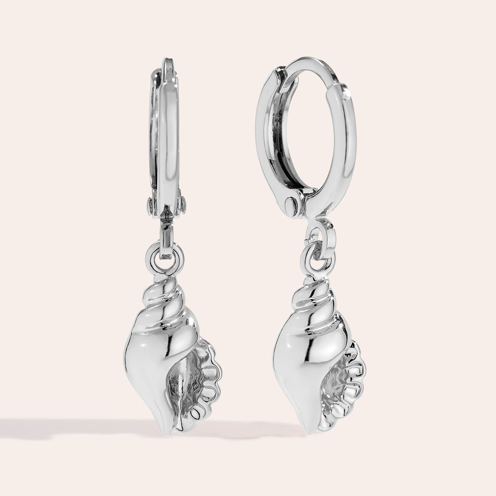 Gold-plated earrings 2.7cm Conch