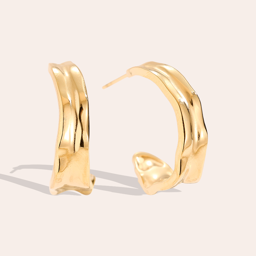 Stainless steel earrings 25mm textured