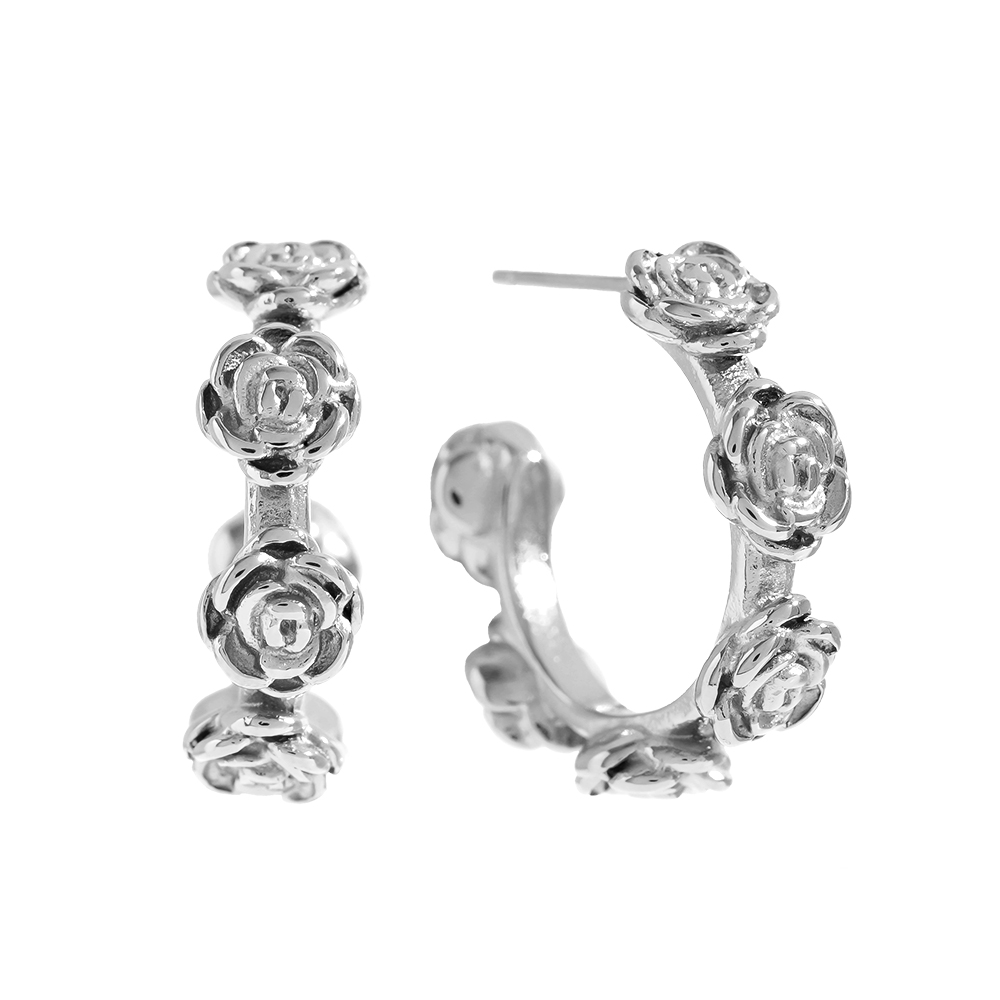 Stainless steel earrings 22mm Rose Hoop