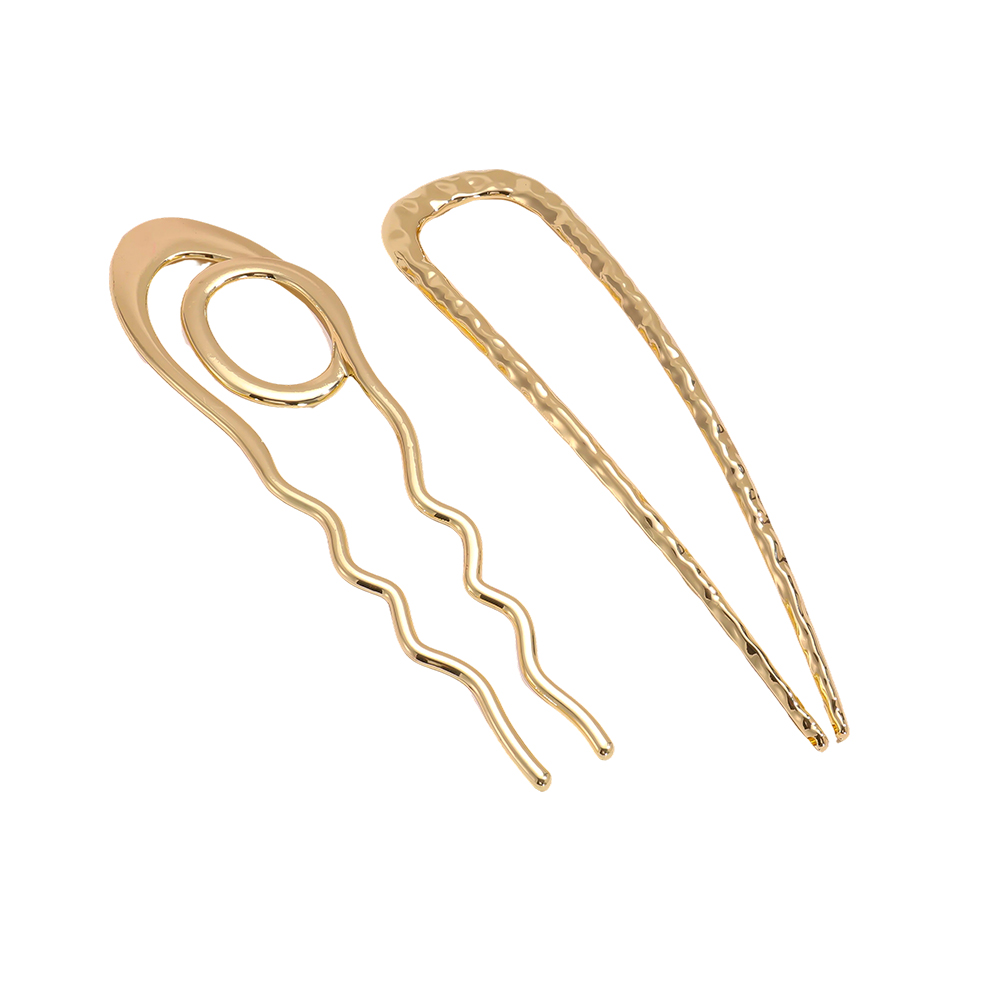 12.5 cm, set of 2 gold hairpins     